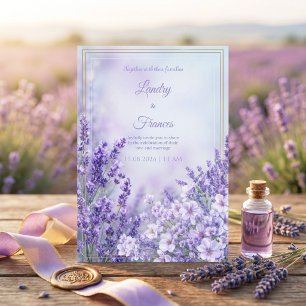 Convites Moldura Botânica Romântica com Tons de Violeta Neb
