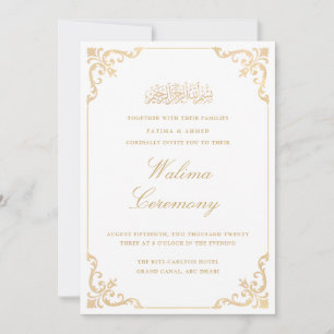 Convites Moldura Clássica Rococó Dourada Cerimônia Walima e