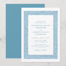 Moldura de azulejo simples casamento grego azul de