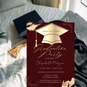 Convites Moldura de Cápsula de Graduação Dourada Traço de P