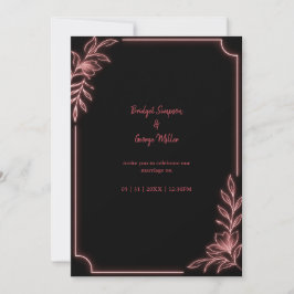 Convites Moldura de Casamento Botânico Neon Minimalista