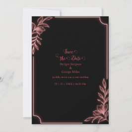 Convites Moldura de casamento botânico neon minimalista