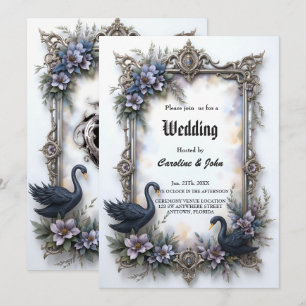 Convites Moldura de casamento Cisne Negro Romance Gótico Am