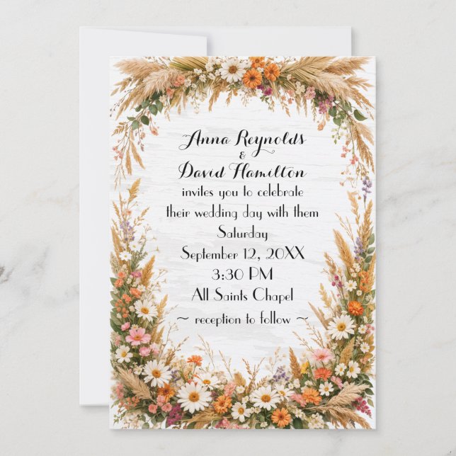 Convites Moldura de Casamento de Flores de Verão (Frente)