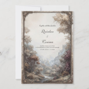 Convites Moldura de casamento de grande paisagem vintage pa