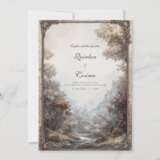Convites Moldura de casamento de grande paisagem vintage pa (Frente)