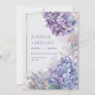 Convites Moldura de Casamento de Hortênsia Azul-Violeta Dou