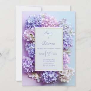 Convites Moldura de Casamento de Hortênsia Lavanda com Rele