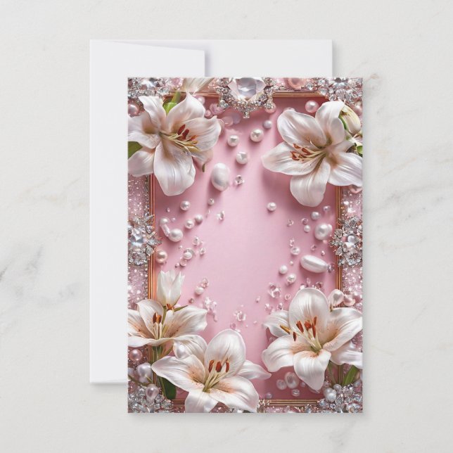 Convites Moldura de casamento de lírios brancos (Frente)