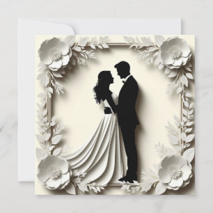 Convites Moldura de Casamento Floral Noiva Noivo Romântico