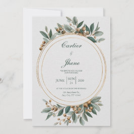 Convites Moldura de Círculo Dourado Elegante para Casamento