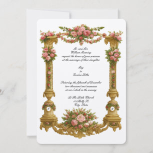 Convites Moldura de Cor Pedestal Barroco Rococó Casamento