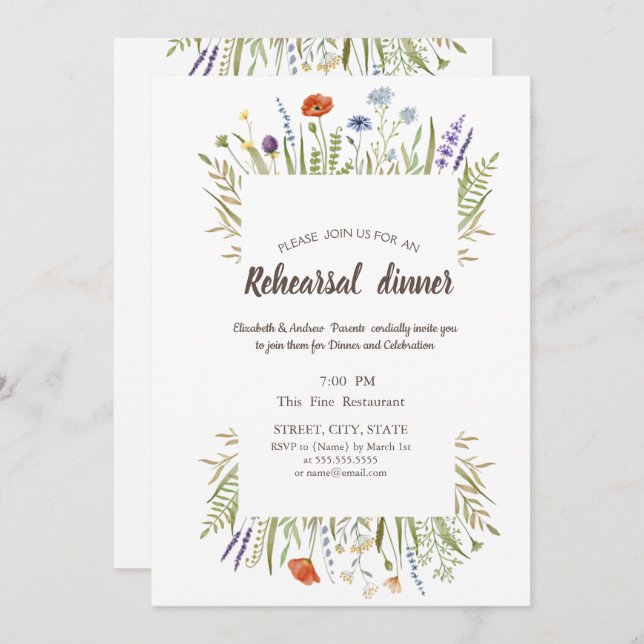 Convites Moldura de Cores Aquáticas (Frente/Verso)