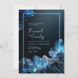 Convites Moldura de Cristal Azul Elétrico com Brilho Ciano 