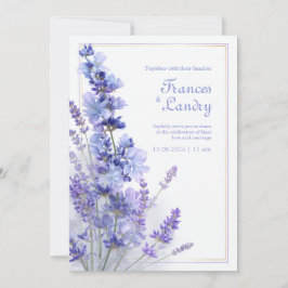 Convites Moldura de Filigrama Dourado Lavanda Periwinkle Ca