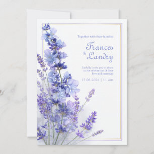 Convites Moldura de Filigrama Dourado Lavanda Periwinkle Ca