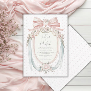 Convites Moldura de Fitas e Laços Casamento Floral Vintage