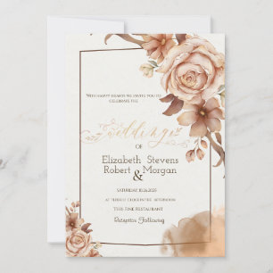 Convites Moldura de Flores de Outono em Aquarela Casamento