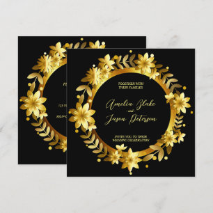 Convites Moldura de Folhas de Louro Dourado Luxuoso para Ca