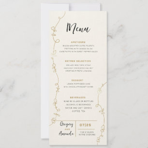 Convites Moldura de Folhas de Ouro Pintadas à Mão Menu de C