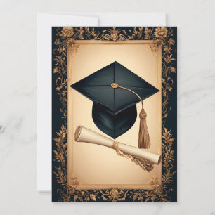 Convites Moldura de Formatura Elegante com Cartola de Gradu