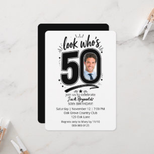 Convites Moldura de Foto de Aniversário de 50 anos