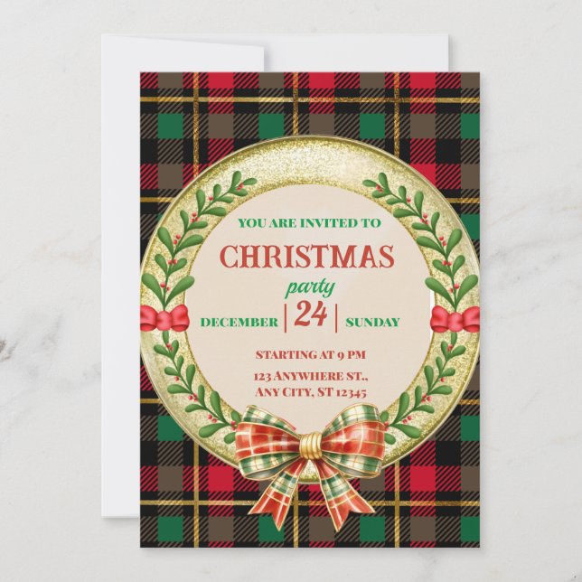 Convites Moldura de Foto Personalizada e Coroa de Natal (Frente)