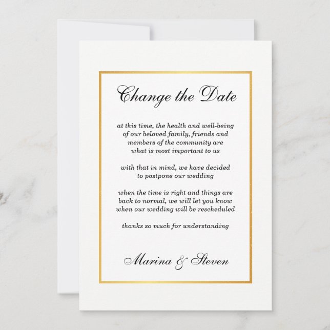 Convites Moldura de Glamour Dourado - Alterar a Data do Eve (Frente)