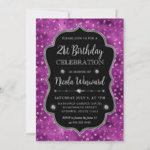 Moldura de Glitter Pontos Prata Roxo Aniversário