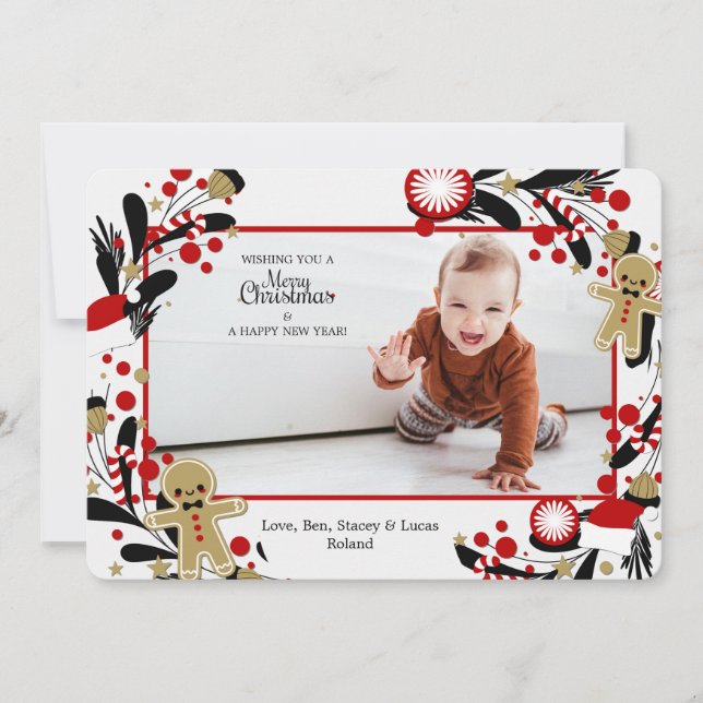 Convites Moldura de Homens de Biscoito de Gengibre Foto Car (Frente)