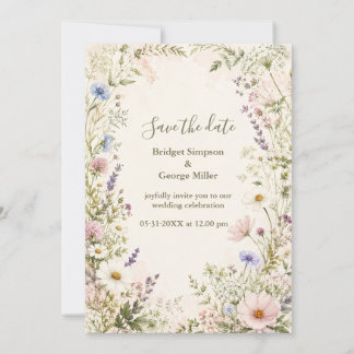 Convites Moldura de Jardim de Casamento de Flores Silvestre