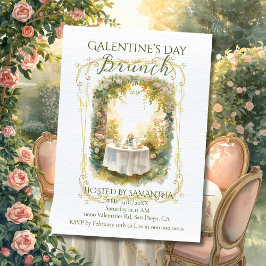 Convites Moldura de Jardim Rococó Galentine Brunch Florais