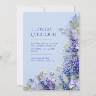 Convites Moldura de Lavanda Primavera Rústica Azul Claro