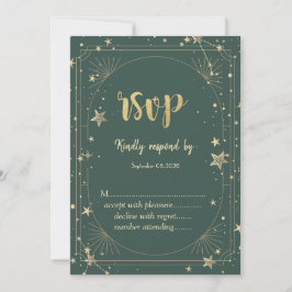 Convites Moldura de Lua Estrelas Celestiais Casamento RSVP
