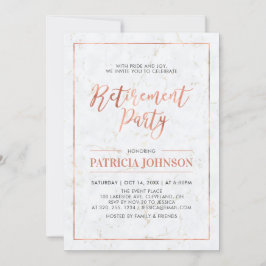 Convites Moldura de Mármore e Cobre | Festa de Aposentadori