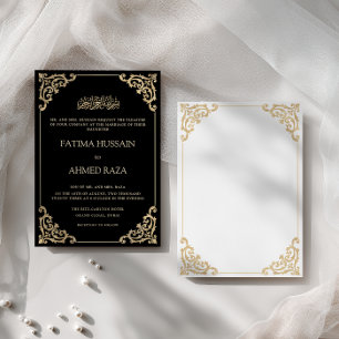 Convites Moldura de Ouro Antigo Opulento Casamento Muçulman