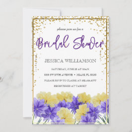 Convites Moldura de ouro de Flor Selvagem Elegante, Inv Chá