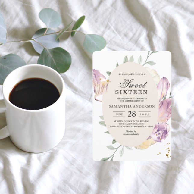 Convites Moldura de Pansy & Purple Watercolor Elegante (Criador carregado)