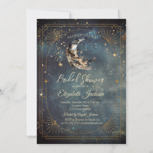 Convites Moldura de Pena da Lua Celestial Chuveiro Nupcial