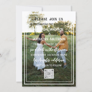 Convites Moldura de QR Code de Foto Personalizada Monograma