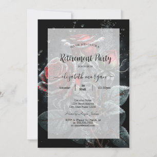 Convites Moldura de Rosas Vermelhas Escuras Chic Gotas Apos