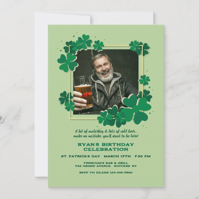 Convites Moldura de Trevo para Fotos (Frente)