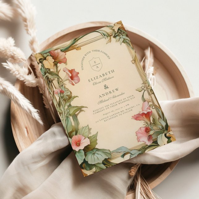 Convites Moldura de Vinha Rosa casamento (Criador carregado)
