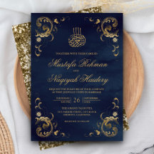Moldura Dourada Antiga Casamento Islâmico Azul Mar
