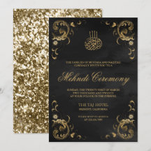 Moldura Dourada Antiga Mehndi Islâmico Preto