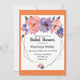 Convites Moldura Dourada azul Lavanda Blush