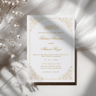 Convites Moldura Dourada Barroca Vintage Clássica Casamento