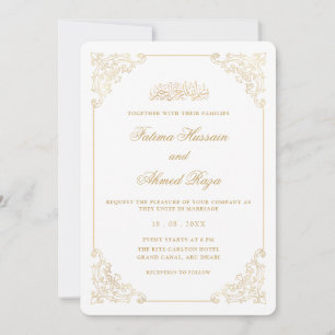 Convites Moldura Dourada Barroca Vintage Clássica Casamento