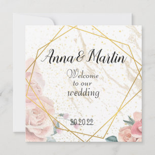 Convites moldura dourada com flores