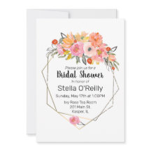 Moldura Dourada Floral Laranja Amarelo Blush Aquar